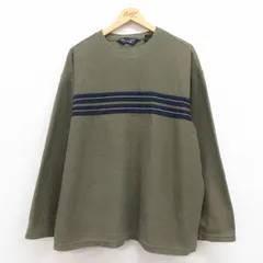 XL/古着 長袖 Tシャツ メンズ 大きいサイズ コットン クルーネック 緑 グリーン 25aug09 中古