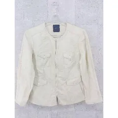 ◇ tomorrowland collection リネン混 シルク混 長袖 薄出 ノーカラー ジャケット 38 ベージュ レディース  【中古】 【1002797386861】