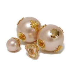 Dior ディオール トライバル CDロゴ ビー スター クローバー レジンパール クリスタル クリアピンク スタッド TRIBALES ピンクゴールド ピアス E0665TRICY_D12P