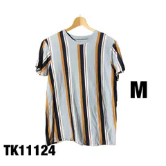 FREE PLANET 半袖Tシャツ ライトブルー MEDIUM ストライプ コットン クルーネック 春夏 古着 TK11124