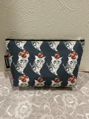 ハンドメイド☆20センチポーチ/猫柄・リンゴ/虹猫本舗