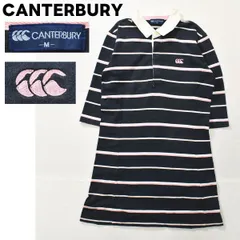 カンタベリー 半袖 ボーダー ラガーシャツ ワンピース M 紺 ひざ上丈 ♪