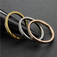【リング 平打 幅2.4mm 7号 シルバー】[Adelina Style] 指輪 10粒 キュービックジルコニア ハーフエタニティ リング サージカルステンレス 細身 レディース メンズ 金属アレルギー対応 男女 プレゼント