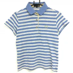 23区スポーツ 半袖ポロシャツ ライトブルー×グレー ボーダー レディース L ゴルフウェア 23区