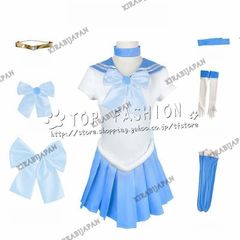 新品美少女戦士セーラームーン 水野 亜美 セーラーマーキュリー 戦闘服 子供 大人 ウィッグ 靴 追加可 コスプレ衣装 演出服 クリスマス ハ