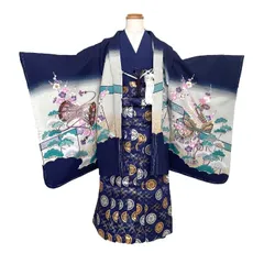 半額！アンティーク　七五三　5歳児　羽織袴セット　鷹　紺