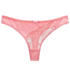 Tバック レディース 綿95% リボン 透ける レース アンシメトリー セクシー ストレッチ おしゃれ コットン パンティ 下着 黒 白 緑 水色 M L XL rt-017