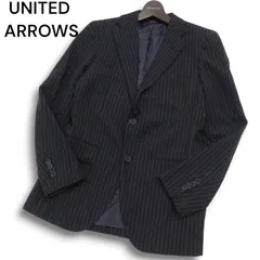 UNITED ARROWS ユナイテッドアローズ 秋冬 総裏 ウール100％★ ストライプ テーラード ジャケット Sz.42 メンズ ネイビー