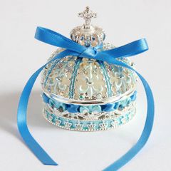 スワロフスキー アンチモニー だ円 オルゴール 宝石箱 ブルー 星に願い