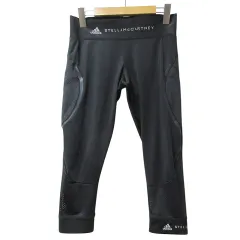 アディダス バイ ステラマッカートニー adidas by Stella McCartney スポーツタイツ レギンス EA2207 インナーウェア 大きいサイズ クロップド 7分丈 メッシュ切替 ロゴ OT LL相当 黒 ブラック X
