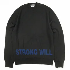 美品 20SS コムデギャルソンオムドゥ COMME des GARCONS HOMME DEUX STRONG WILL ニット セーター トップス プルオーバー 長袖 ウール100％ クルーネック DE-N002 AD2019 サイズM 黒 ブラックのサムネイル