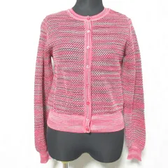 美品 M MISSONI エムミッソーニ クルーネック メッシュニット カーディガン 40 ピンク レディース 古着 中古 USED