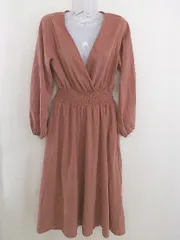 ◇ RAY CASSIN レイカズン ウエストゴム 長袖 膝下丈 カシュクールワンピース サイズF オレンジ系 レディース  【中古】 【1207050000939】