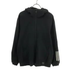 アディダス ロゴプリント ウインドブレーカー M ブラック adidas トレーニング ジップパーカー 裏起毛 メンズ