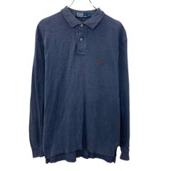 POLO RALPH LAUREN 長袖 ポロシャツ S ネイビー系 ポロラルフローレン ハーフボタン ポニー刺繍 シンプル 古着卸 アメリカ仕入 a708-5032