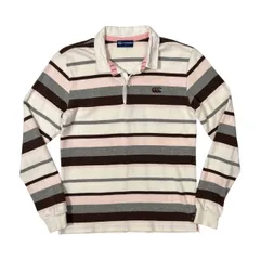 Canterbury カンタベリー ボーダー柄 長袖 ラガーシャツ L /ラグビー/レディース/ピンク系