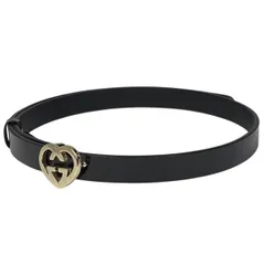 希少✨グッチ ベルト ハート クレスト レザー 本革 ブラック 黒 ゴールド金具 2025年最新】ハートバックルベルト gucciの人気アイテム - メルカリ