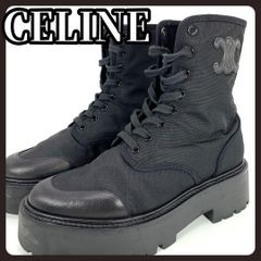 セリーヌ CELINE レースアップ ブーツ 厚底 トリオンフ キャンバス 革 
