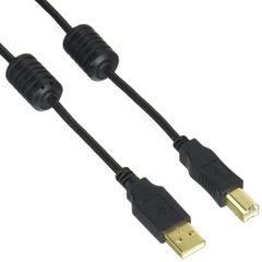 1.5m_フェライトコア付_ブラック エレコム USBケーブル 【B】 USB2.0 (USB A オス to USB B オス) フェライトコア付 1.5m ブラック U2C-BF15BK