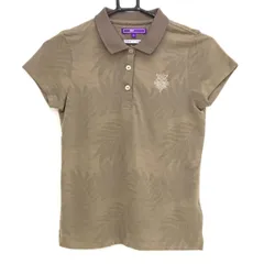 ★特価★ビームスゴルフ 半袖ポロシャツ カーキ リーフ柄織生地 刺しゅう  レディース S ゴルフウェア BEAMS GOLF