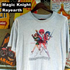 魔法騎士レイアース レトロ アニメ Tシャツ L相当 キャラクター プリント 薄 グレー 10665