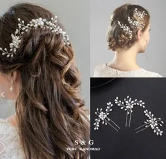 ヘアピン　結婚式　豪華ジュエリー　ヘッドドレス　ヘアアクセサリー　髪飾り