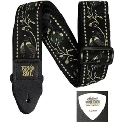 ERNIE BALL アーニーボール ストラップ EB 5372 BLACK PLEASANT PHEASANT JACQUARD STRAP ★ピック付き 【ゆうパケット】※日時指定非対応・郵便受けにお届け