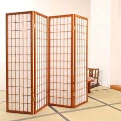 送料無料 和風衝立4連 高さ120cm 間仕切り 格子柄 和モダン新品（174