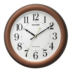 Size:314X314X48ｍｍ_Color:ブラウン リズム(RHYTHM) 掛け時計 電波時計 静かな 連続秒針 茶 Φ31.4x4.8cm 8MY563SR06 ブラウン