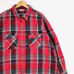 90's USA製 FIELD&STREAM 長袖ヘビーフランネルシャツ メンズUS-2XLサイズ チェック柄 レッド系 sh-3835