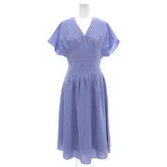 スナイデル SNIDEL 美品 ウェストディテールミドルワンピース Vネック 半袖 ミモレ ロング 0 S 水色 ライトブルー /AE