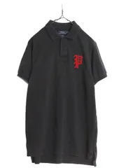 【お得なクーポン配布中!】 ポロ ラルフローレン 鹿の子 半袖 ポロシャツ メンズ L 半袖シャツ ラガーシャツ タイプ ラグビー ワッペン刺繍 ブラック ワンポイント 黒