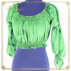 ベリーダンス 衣装 トップス Garam garam グリーン系 緑 光沢 艶 無地 シンプル ガラムガラム 練習 舞台 イベント 発表会 コスチューム スタイリッシュ フェスティバル ダンスウェア ショート丈 おしゃれ カジュアル レディース カラー