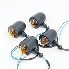 ワイケーショップ 電球12v☆ブレット 砲弾ウインカー ブラック☆４個セット バイク sr400 ハーレー ykshopb