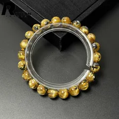 【限定一点】 綺麗 EU製 ★ROBEAN・太陽花タイチンルチル★黄金針水晶 金運 開運 ゴールド ブレスレット パワーストーン プレゼント1 ギフト 8.2-8.7mm D0625664