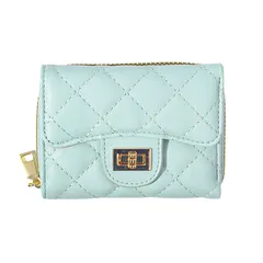 [FARFADET] キルティング 三つ折り 財布 さいふ ウォレット 小銭入れ レディース 小さい 手のひらサイズ シンプル コンパクト ミニ (ミント) [ミント]