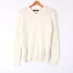 ナノユニバース ニット 長袖 Vネック ワッフル生地 無地 カットソー トップス コットン100％ メンズ Mサイズ ホワイト nano universe 【中古】