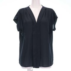 アルマデザイン Alma Design オープンカラー Vネック シャツ ブラウス カットソー シースルー L 紺 ネイビー【12914-3】