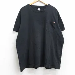 XL/古着 ディッキーズ Dickies 半袖 ブランド Tシャツ メンズ ワンポイントロゴ 胸ポケット付き 大きいサイズ コットン クルーネック 黒 ブ