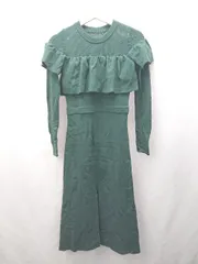 ◇ ⊇ Darich ダーリッチ リブニット フリル メッシュ 長袖 ロング ワンピース サイズF グリーン レディース E  【1503310009170】