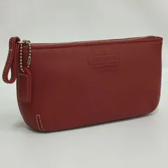 COACH コーチ レザー ポーチ レッド系 メイクポーチ 化粧ポーチ