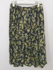 ◇ BEAMS HEART ビームスハート 総柄 ロング プリーツ スカート ブラック イエロー レディース P  【中古】 【1209020006538】