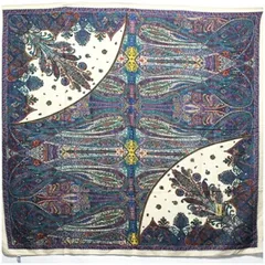 イヴサンローラン 大判 ストール ウール ベージュ×マルチカラー 中古