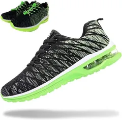 Lamore エアライト スニーカー 超軽量 + 結ばない靴紐 EVAインソール ランニング シューズ スポーツ 通勤 通学 ウォーキング(3) グリーン 緑,  28.0 cm 3E)のサムネイル