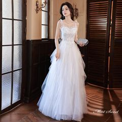 カラードレス ロングドレス パーティードレス ホワイト ノースリーブ ウェディングドレス ウエディングドレス 結婚式 二次会 花嫁 前撮り