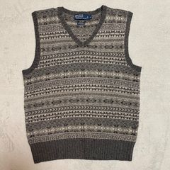 【Polo by Ralph Lauren】シルク66% カシミア15% フェアアイル　ニットベスト　シルクセーター　カシミアセーター　高級　　90s　ポロバイラルフローレン　RRL