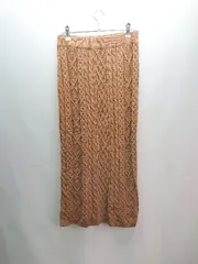 ◇ ray beams ニット カジュアル　ケーブル編み スリット 秋冬 ロング丈 タイト スカート 表記なし ブラウン レディース E 【1309040084162】