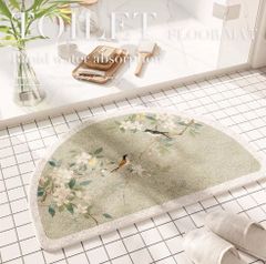 バスマットさわやか花鳥柄カーペットマット室内マット戸口マットトイレマット
