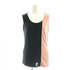 ダナキャランニューヨーク DKNY 切替タンクトップ カットソー ノースリーブ S 黒 ピンク /NR ■OSのサムネイル