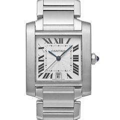 箱保証書付き Cartier タンクフランセーズ LM Ref.W51002Q3 シルバー 中古品 メンズ 腕時計
